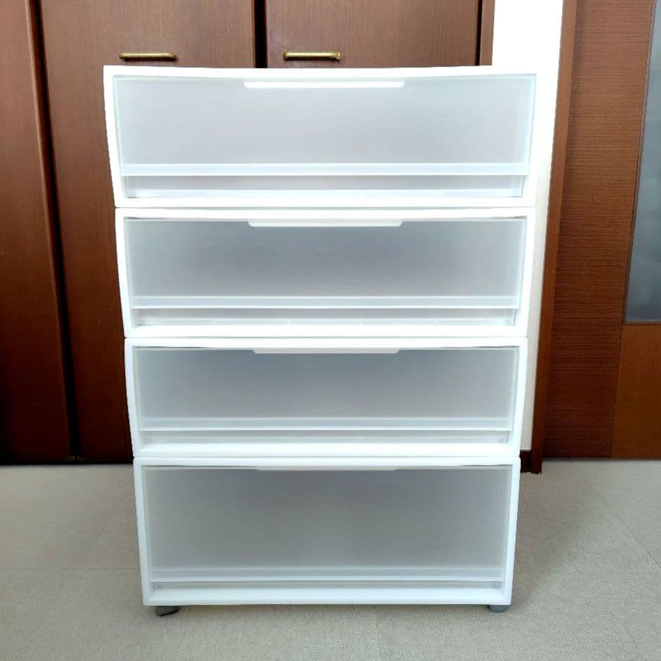 無印良品　ポリプロピレン　クローゼット　収納ケース　ワイド　小×3・中×1