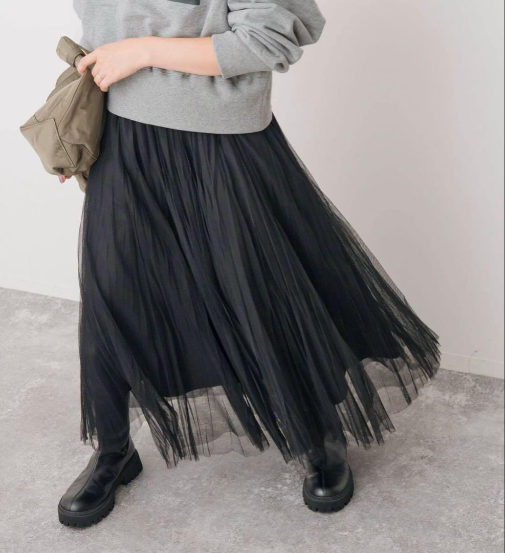 Spick&Span ランダムチュールプリーツスカート