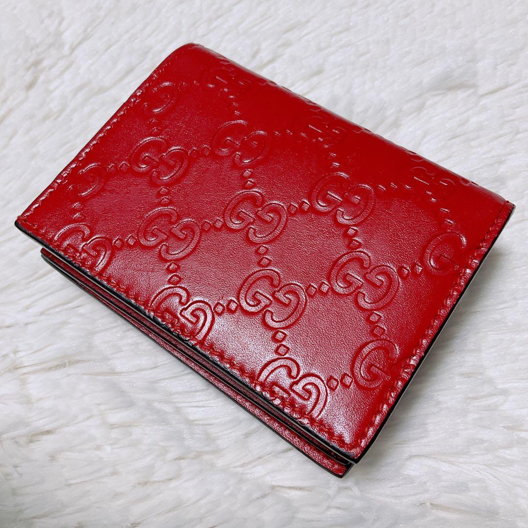 ♡超極美品♡GUCCI グッチ 二つ折り財布 GGシマ チェリー さくらんぼ 赤