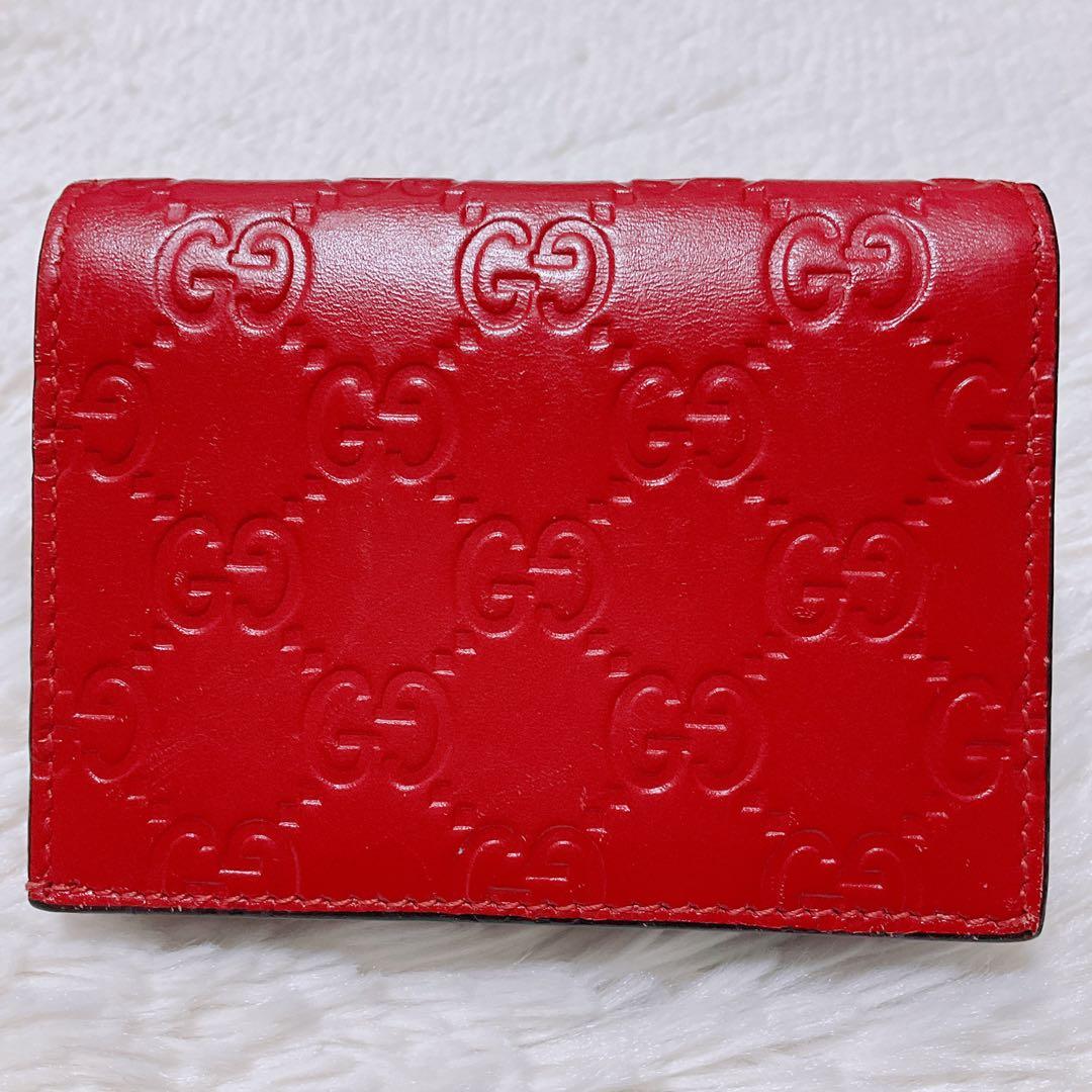 ♡超極美品♡GUCCI グッチ 二つ折り財布 GGシマ チェリー さくらんぼ 赤