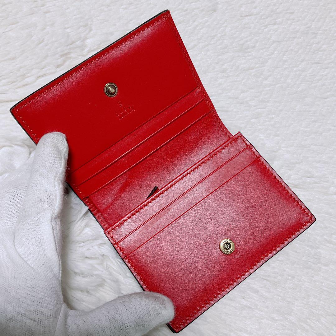 ♡超極美品♡GUCCI グッチ 二つ折り財布 GGシマ チェリー さくらんぼ 赤