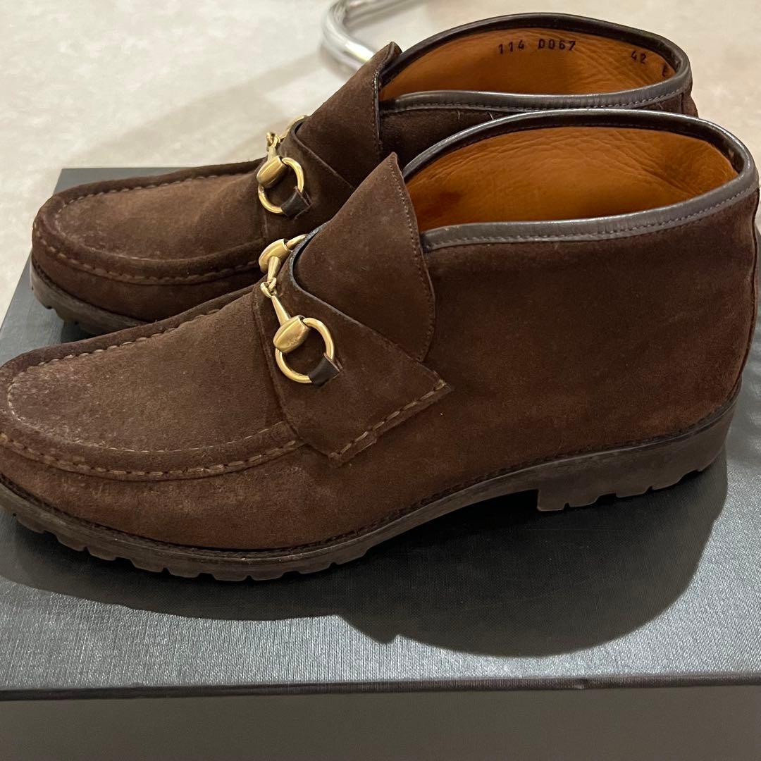 GUCCI スエードビットモカシン　42E 26.5〜27cm