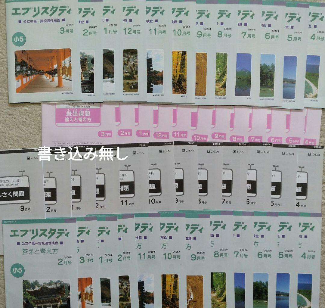 Z会 小5 エブリスタディ 公立中高一貫校適性検査 最新版2026年3月迄1年分