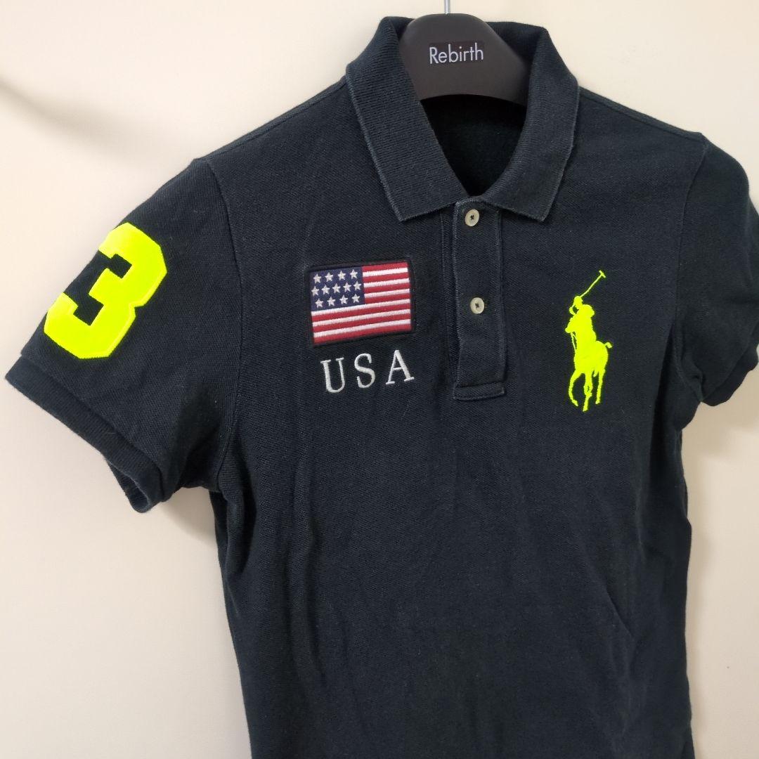 Ralph Lauren S ビッグポニー　黒　USA国旗