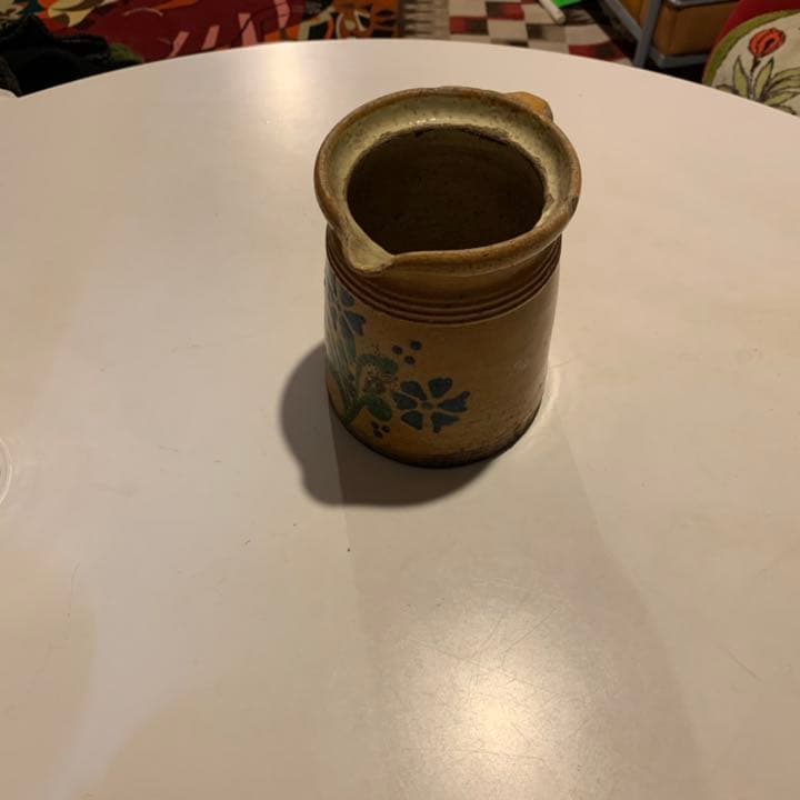 アンティーク　フランス　陶器　花器　南仏　花柄　黄色　ブロカント　SOLD