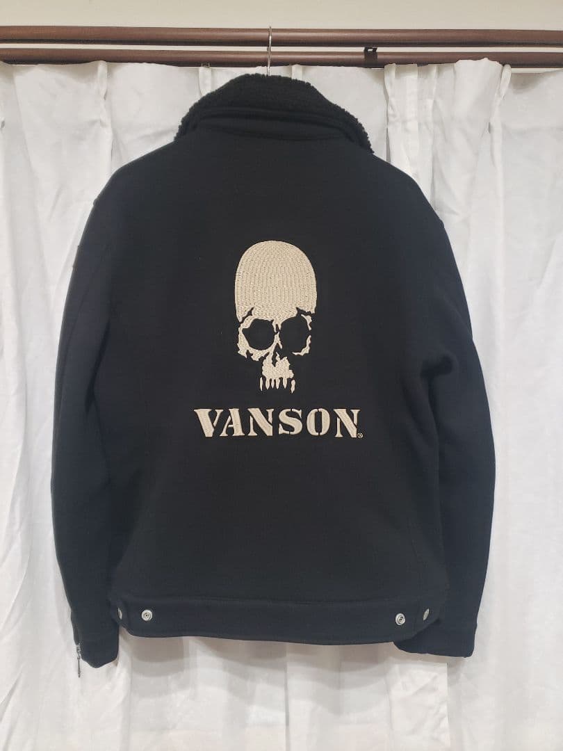 Vanson ボア襟 ブラックジャケット L
