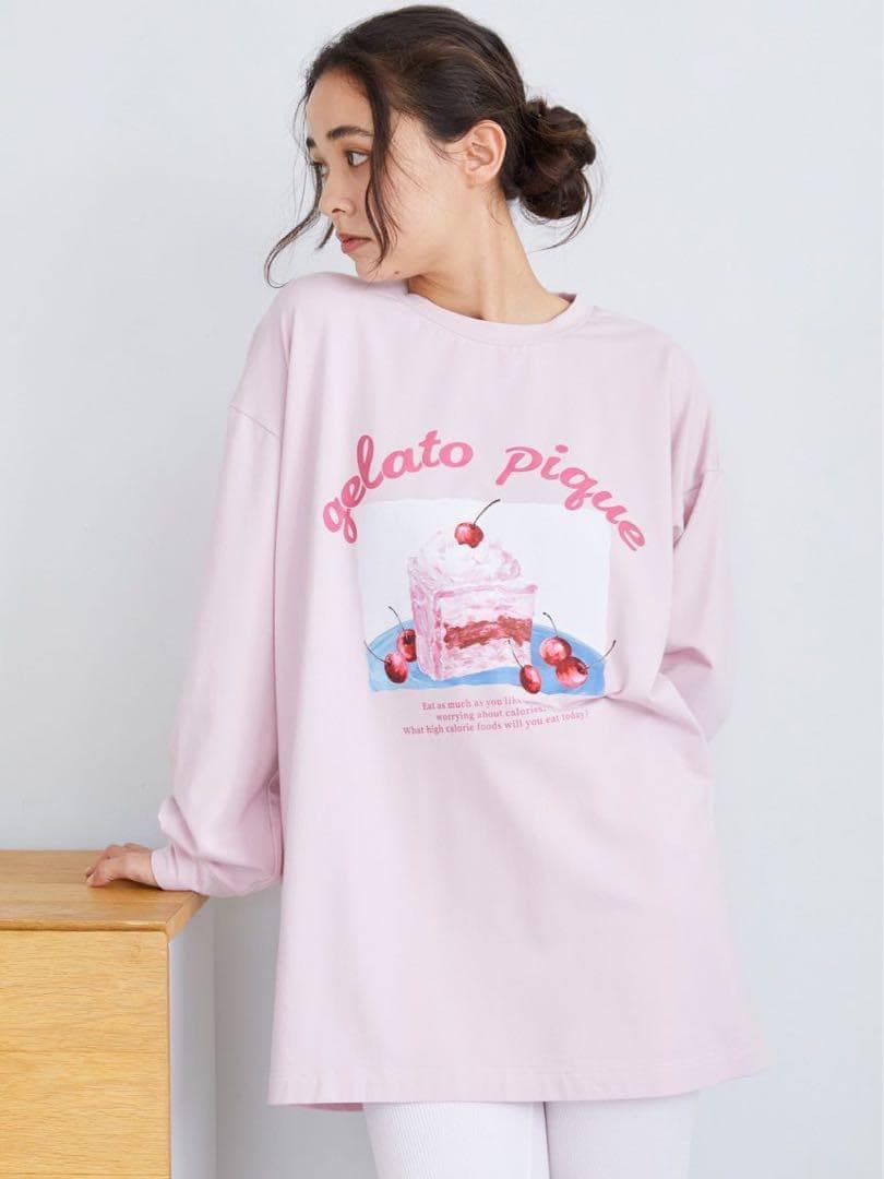 新品 ジェラートピケ HIGH CALORIEワンポイントロンT ピンク