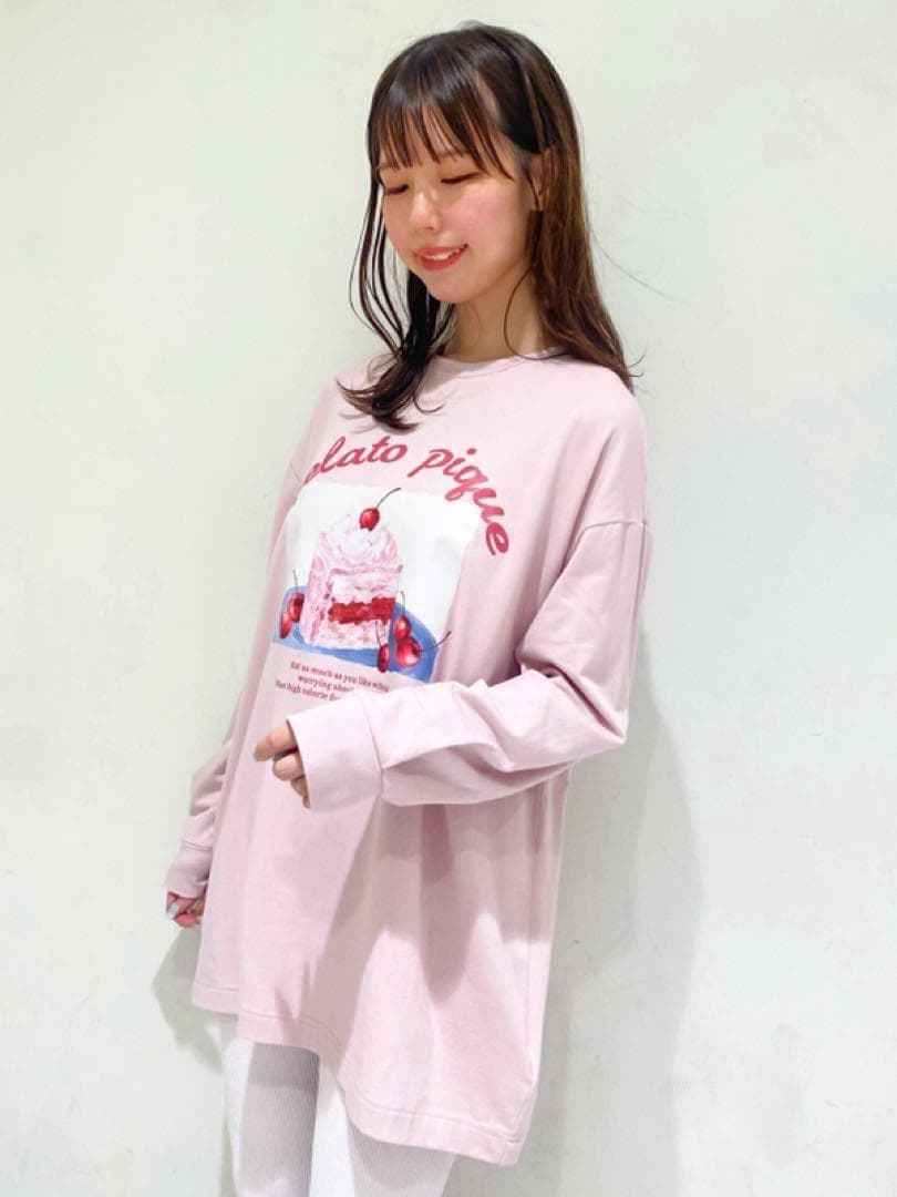 新品 ジェラートピケ HIGH CALORIEワンポイントロンT ピンク