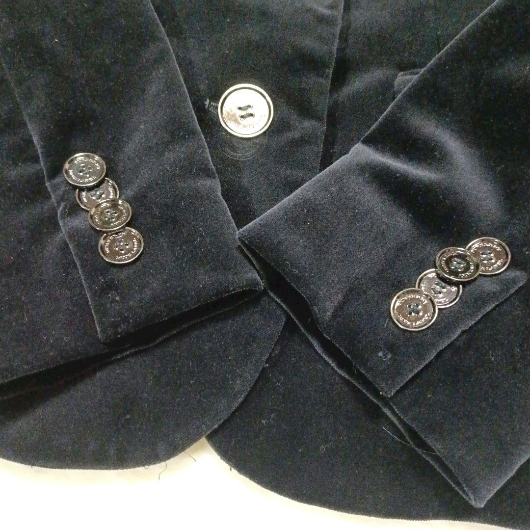 【美品】BURBERRY LONDONノバチェック　ベロア黒テーラードジャケット