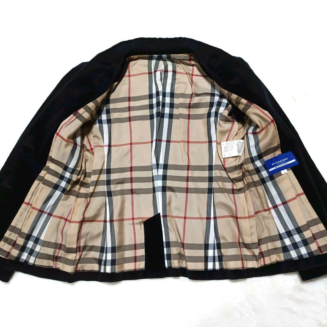 【美品】BURBERRY LONDONノバチェック　ベロア黒テーラードジャケット