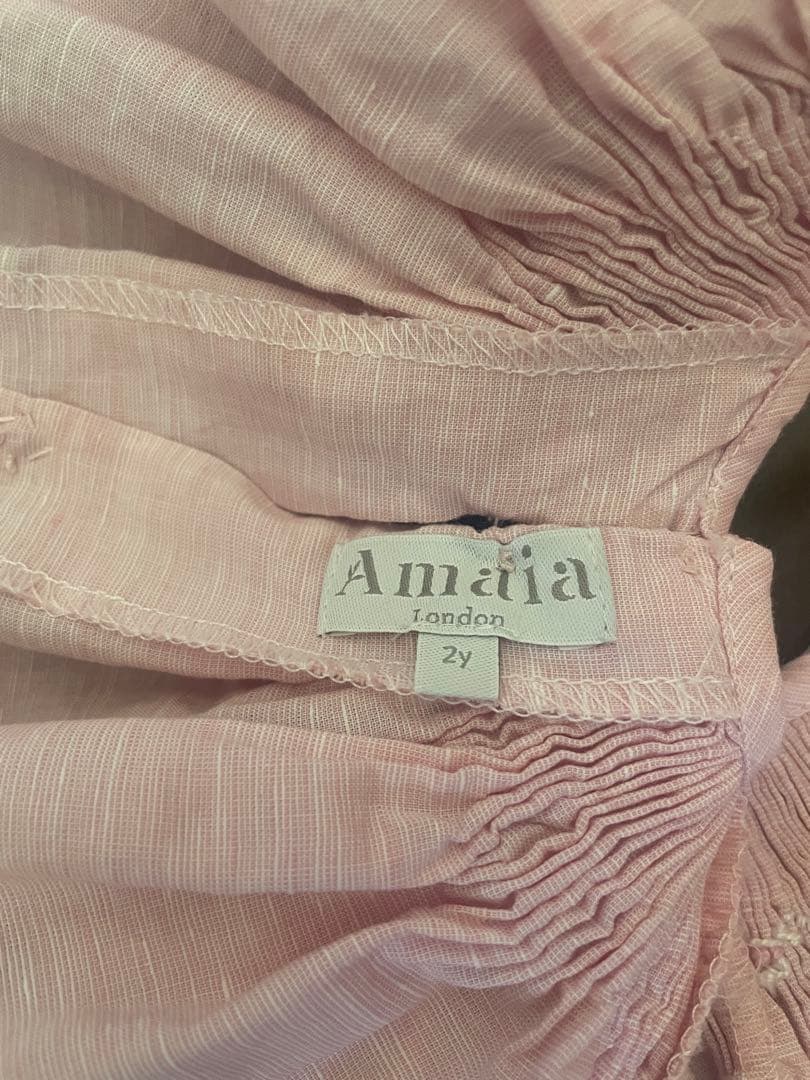 amaia kids ピンク スモッキング刺繍 ワンピース セット2y