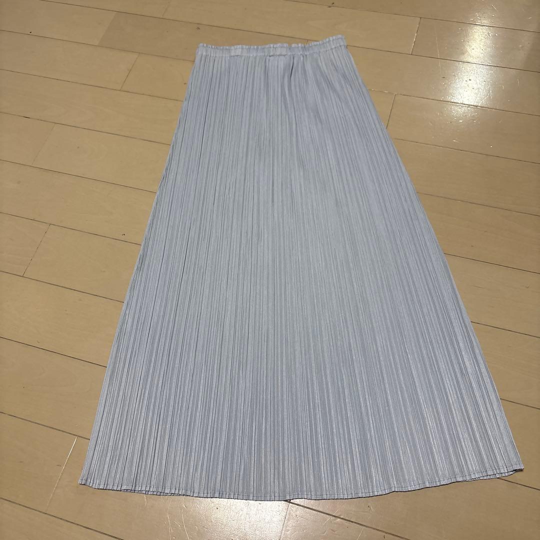 【PLEATS PLEASE】イッセイミヤケ　プリーツスカート　ライトグレー　M