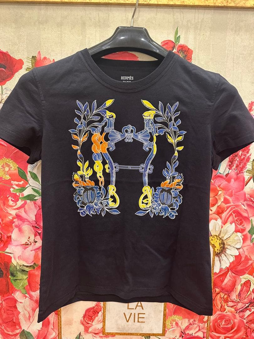 HERMÈS ネイビー Tシャツ　HERMES エルメス　美品