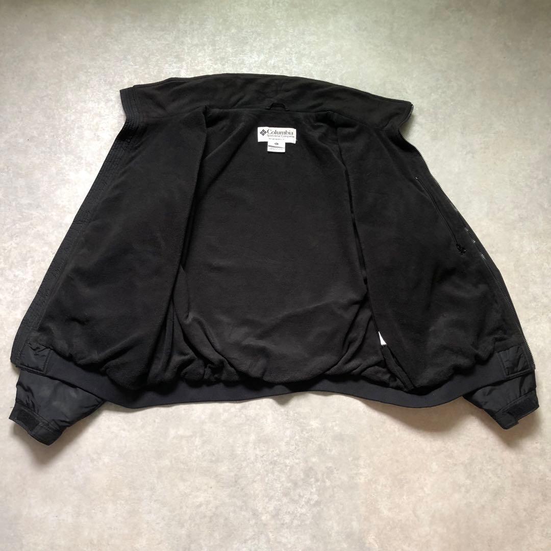 90s XXLコロンビア 裏フリース ウォームアップジャケット黒ナイロンテック系