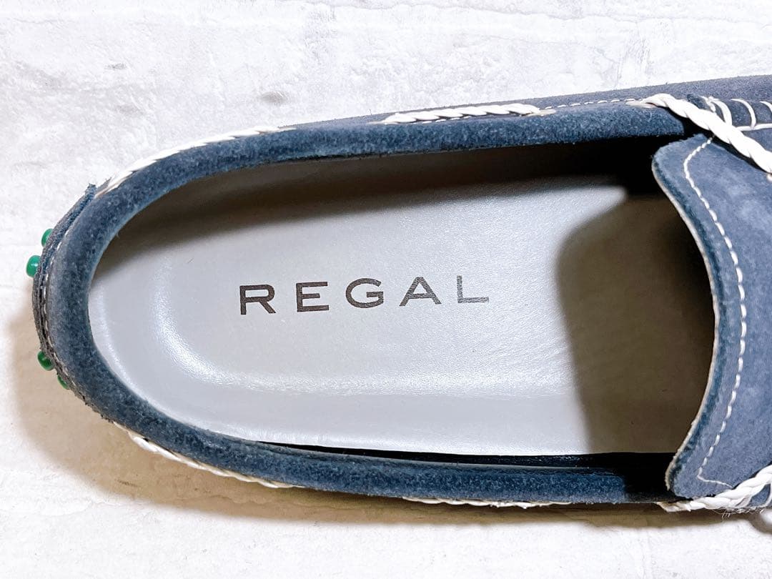 【美品】REGAL デッキシューズ ドライビング スエード ネイビー 25cm