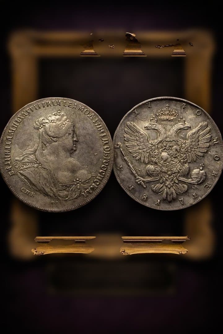 R5 最終発行年 1740年ロシア・アンナ女帝ルーブル銀貨 AU53