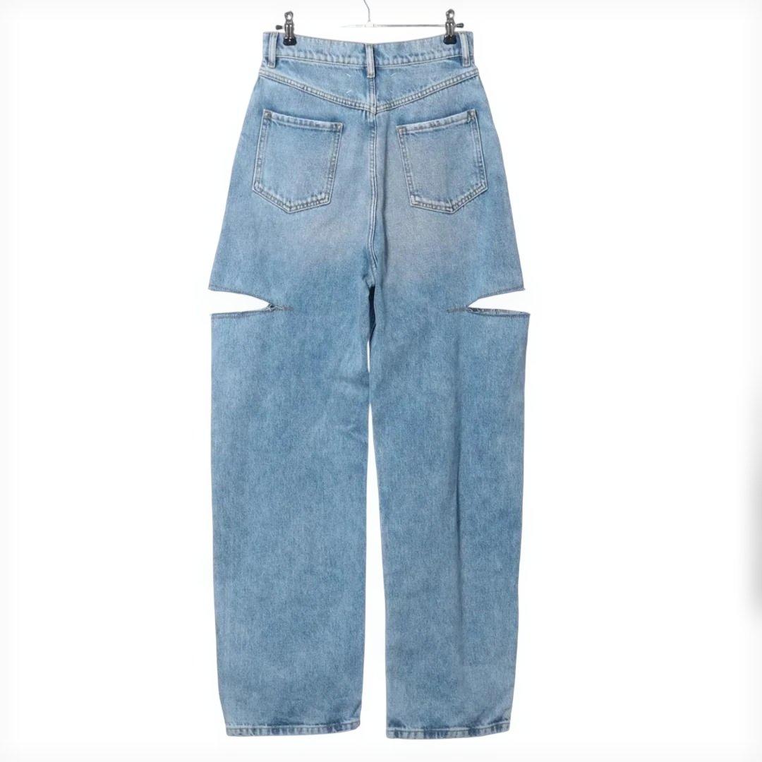 メゾンマルジェラ 23SS コットンスラッシュツ デニムパンツ 40 ブルー
