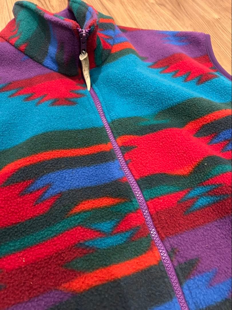80s フリースベスト　USA製　ネイティブ柄　vintage