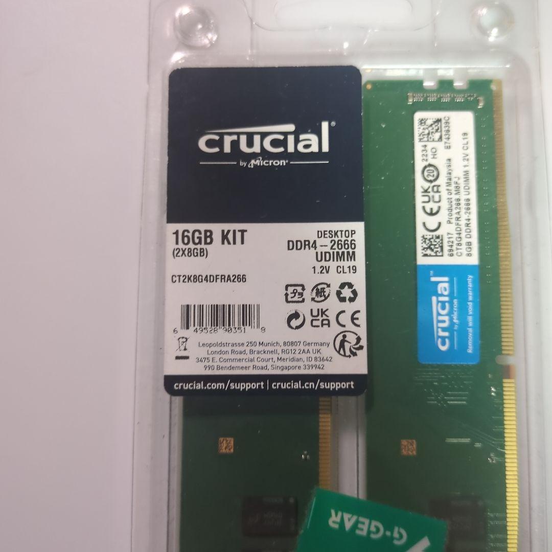 Crucial DDR4-2666 16GB (8GB×2枚組)　動作未確認