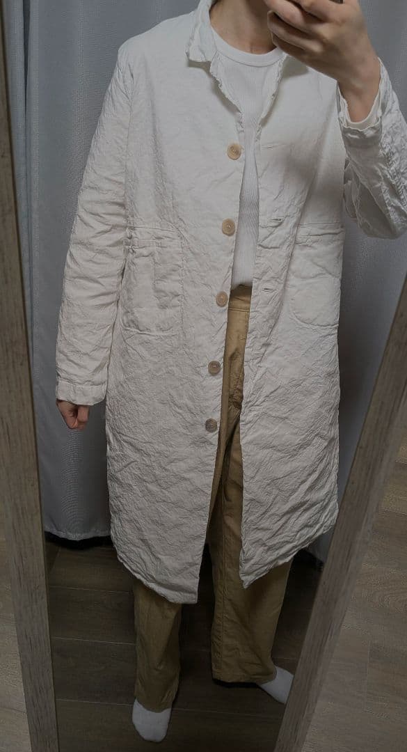 H+ HANNOH WESSEL ホワイト　ロングコート　36