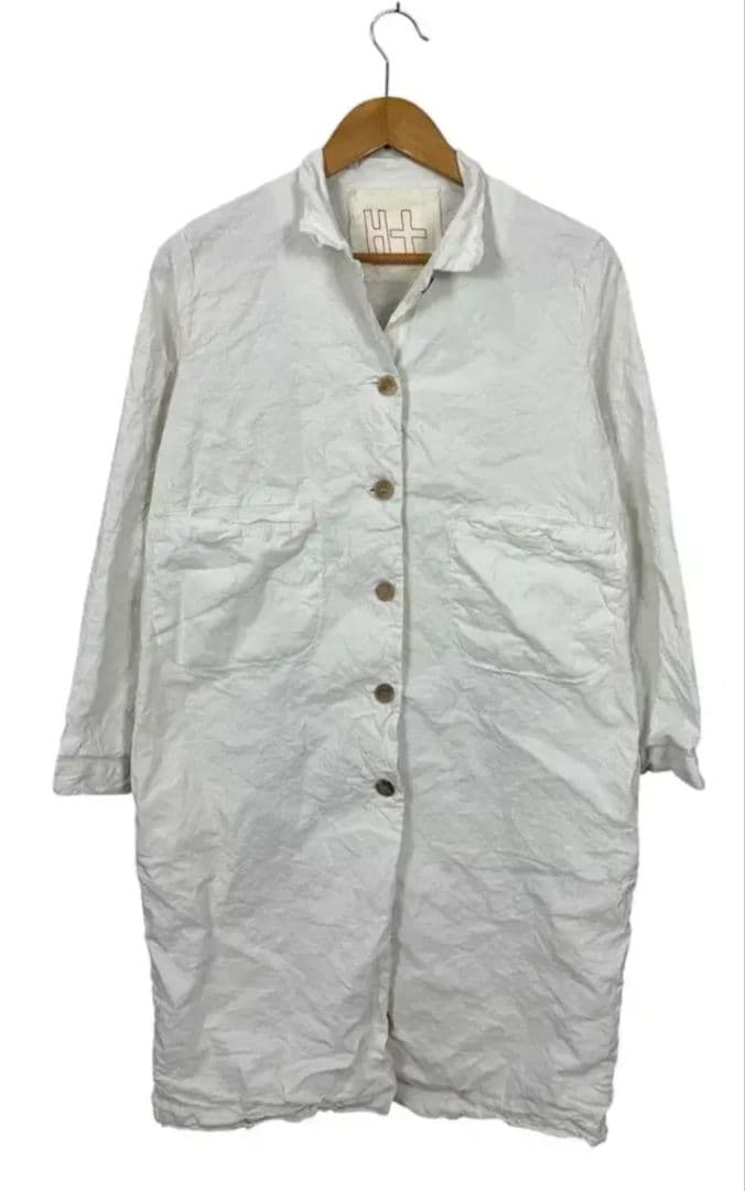 H+ HANNOH WESSEL ホワイト　ロングコート　36