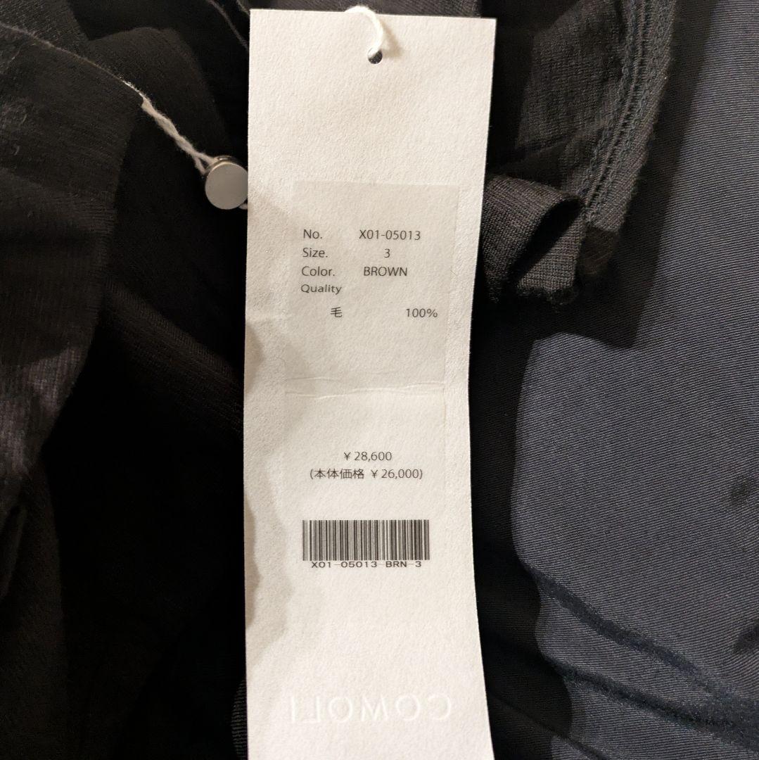 新品 23SS COMOLI 半袖 ウール天竺Tシャツ サイズ3 ブラウン