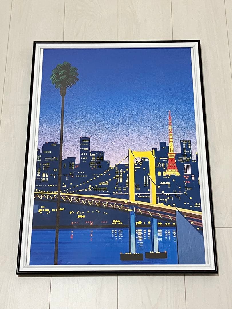 【額縁付き】 永井博（Hiroshi Nagai） A2ポスター 夜