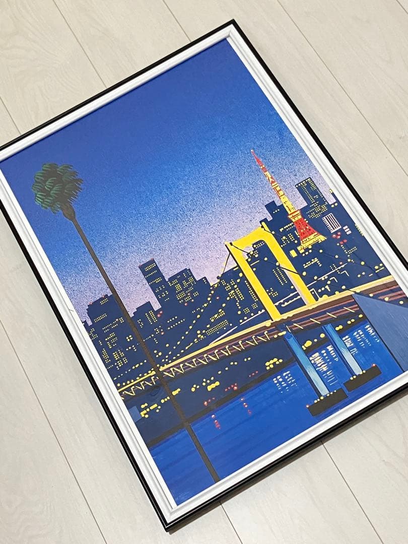 【額縁付き】 永井博（Hiroshi Nagai） A2ポスター 夜