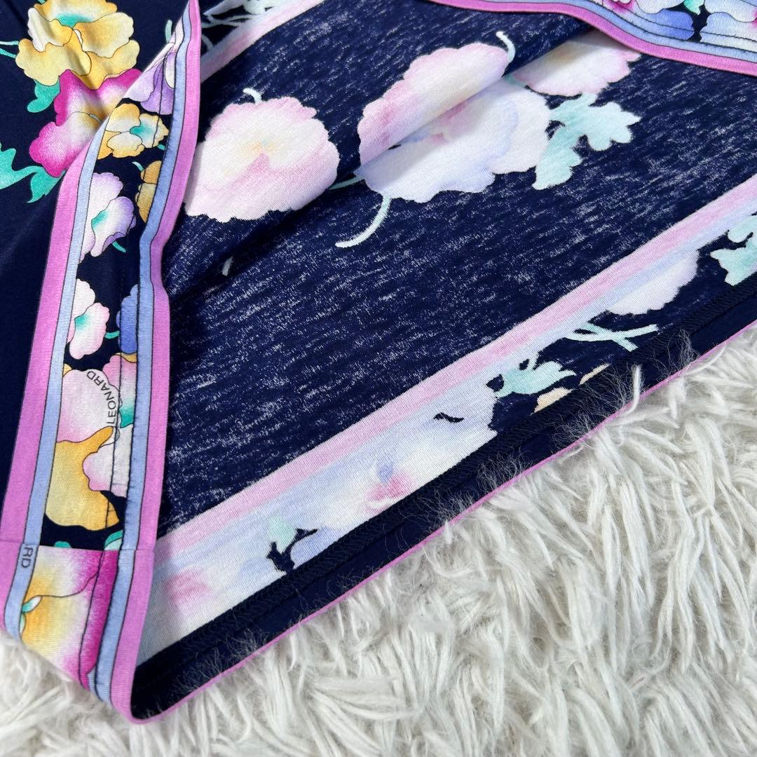 極美品★レオナール 花柄 総柄 カットソー 半袖 レディース バックファスナー