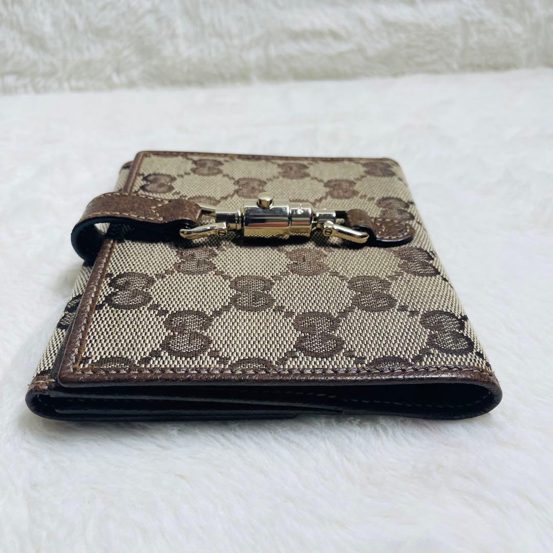 未使用級　正規品GUCCI グッチGGキャンバス ホースビット 二つ折り財布