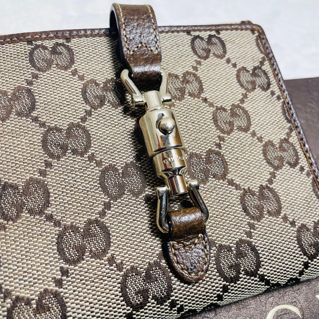 未使用級　正規品GUCCI グッチGGキャンバス ホースビット 二つ折り財布