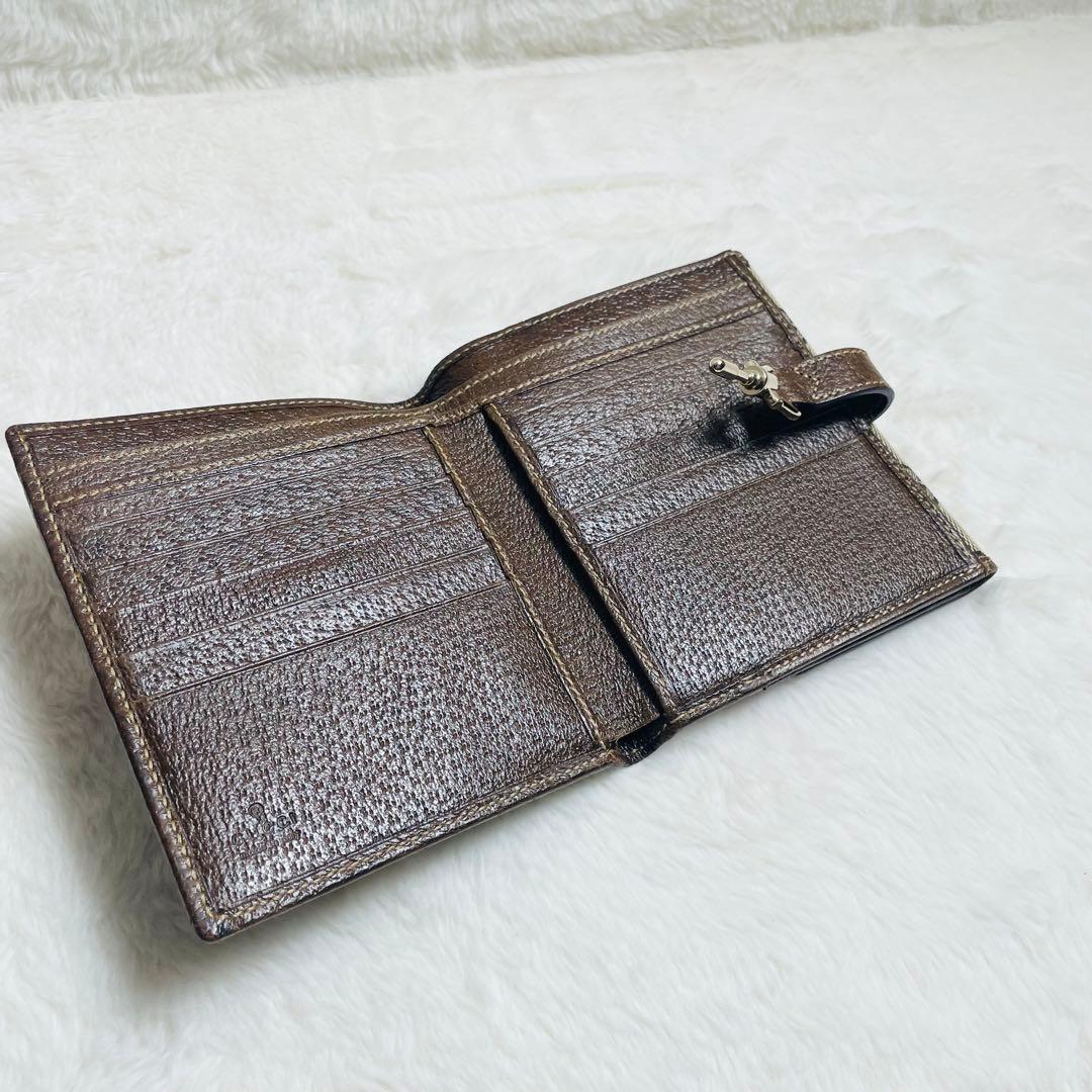 未使用級　正規品GUCCI グッチGGキャンバス ホースビット 二つ折り財布