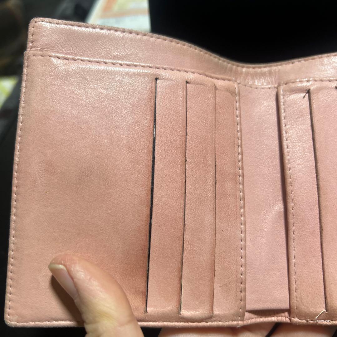 CHANEL ピンク レザー 二つ折り財布