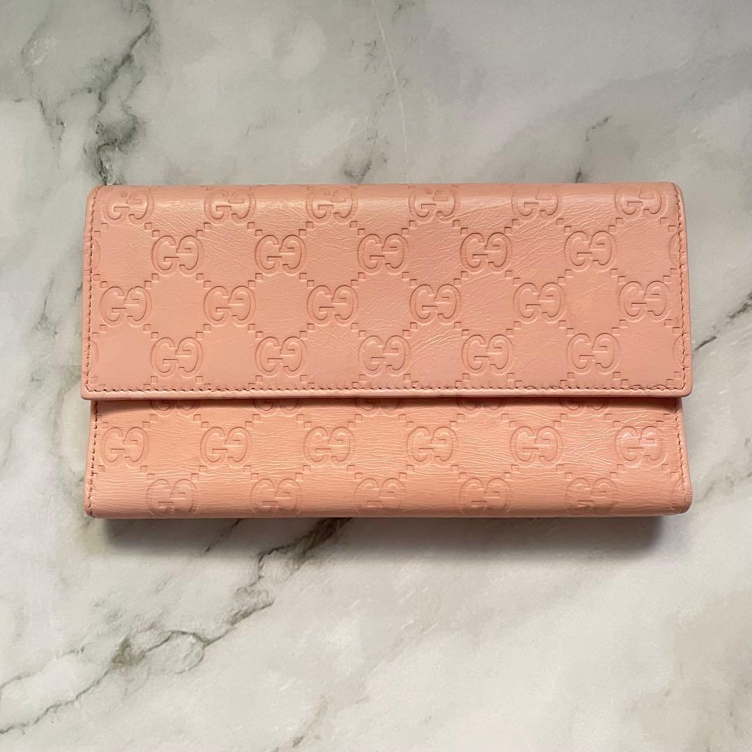 GUCCI グッチ　シマレザー 長財布 三つ折り財布　0215-①