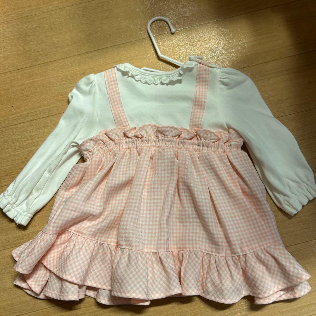値下げ　meggopiano ピンク チェック柄 ベビー服 セット