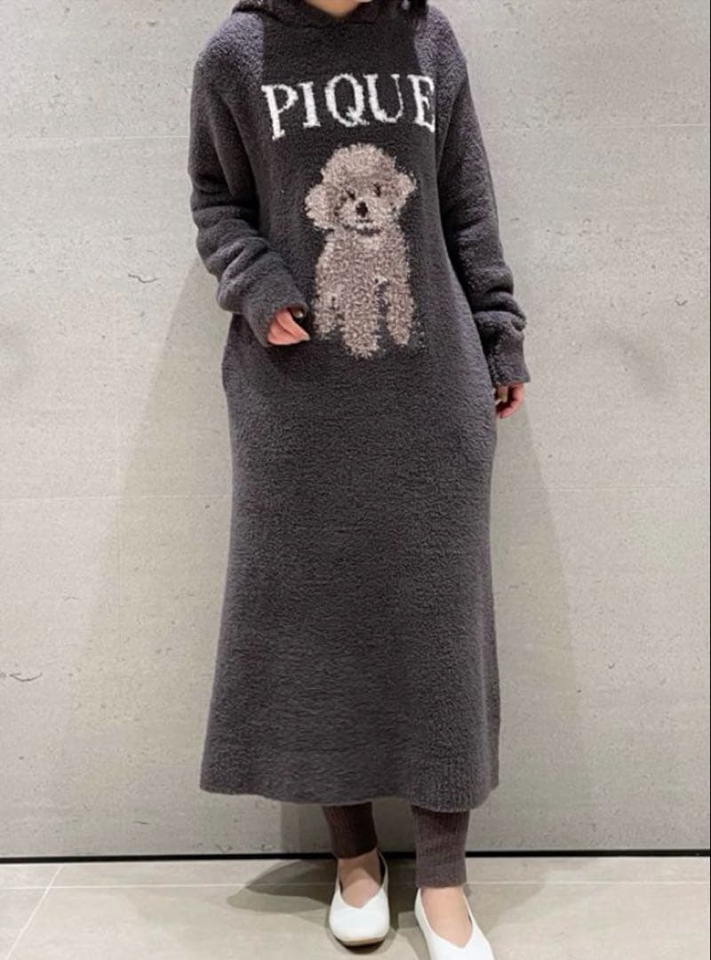 ジェラートピケ　トイプードルジャガードワンピース　DOG ドレス