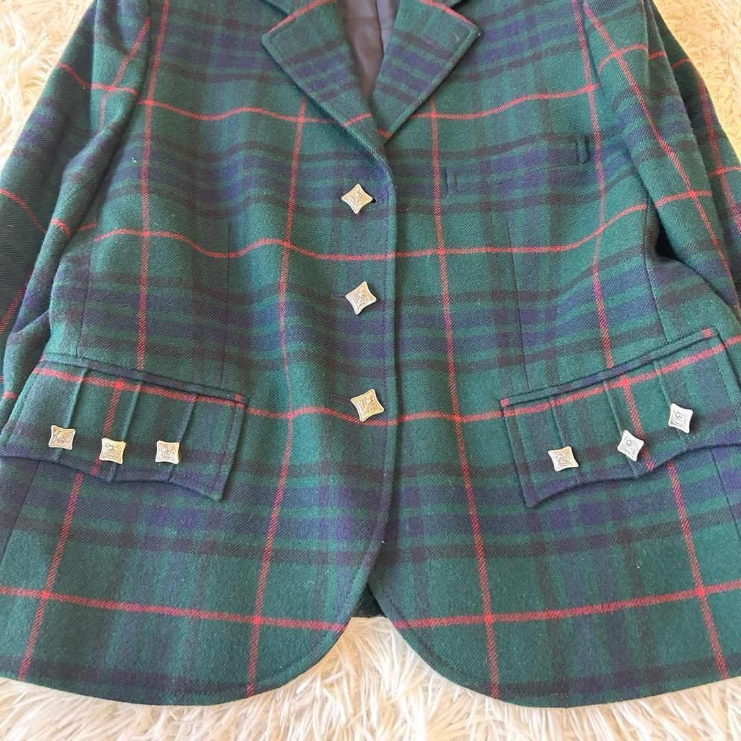 美品　ラルフローレン タータンチェック ロゴ銀ダイヤボタン　ジャケット　11号
