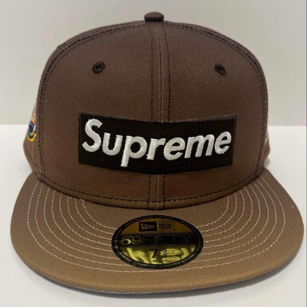 ニューエラ　Supreme ブラウンキャップ 7 5/8