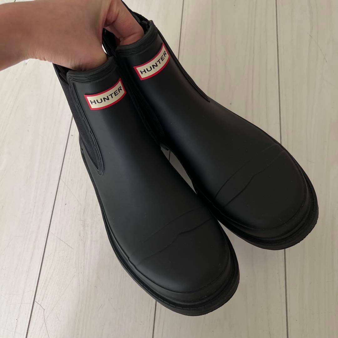 HUNTER ブラック コマンドチェルシーブーツ UK6/EU39/US8