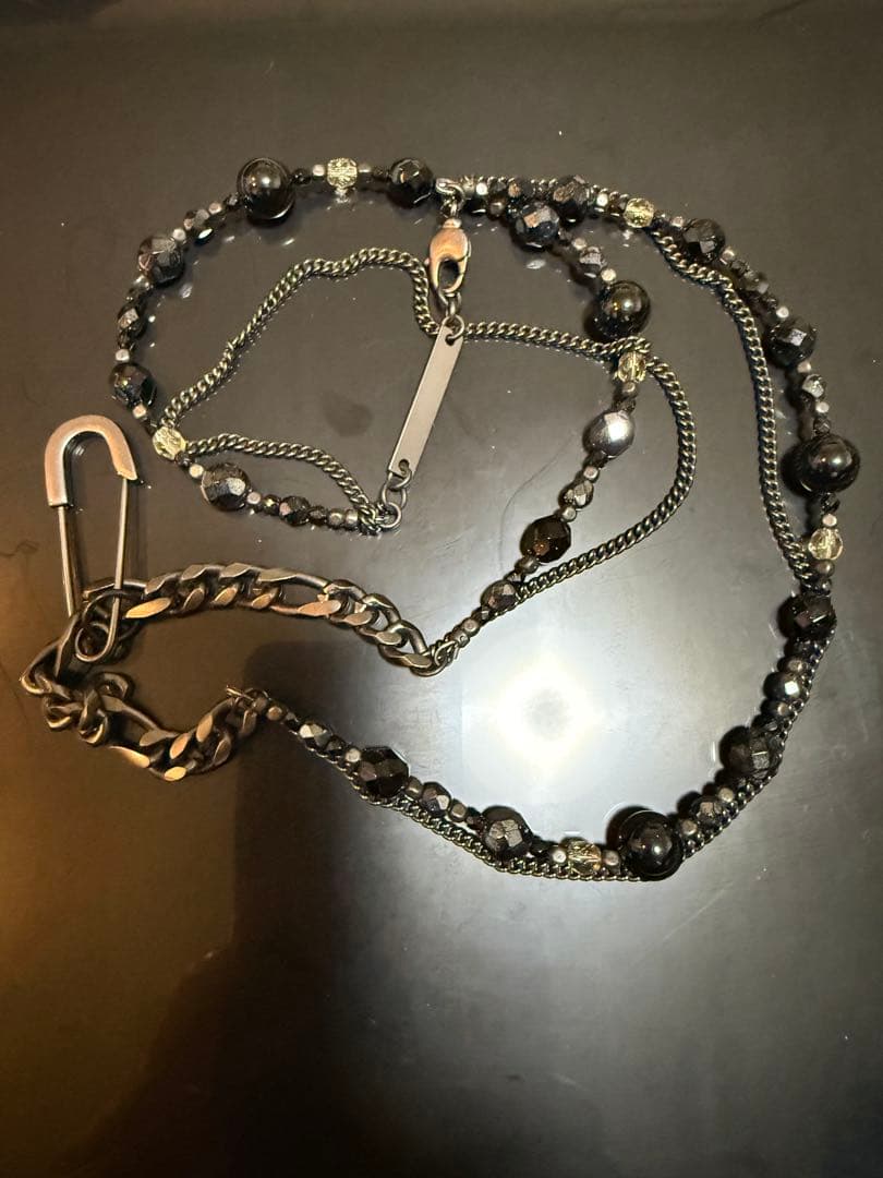 アクセサリー BLACK ONYX + GLASS BEADS BRASS NECKLACE