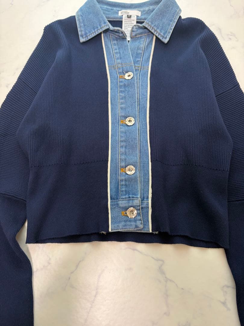 DOUBLE STANDARD CLOTHING デニムドッキングニットカーデ