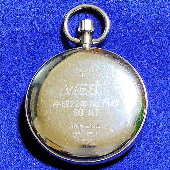 鉄道時計 シチズン鉄道懐中時計 JR西日本ロゴマーク付 WEST刻印(稼動品)