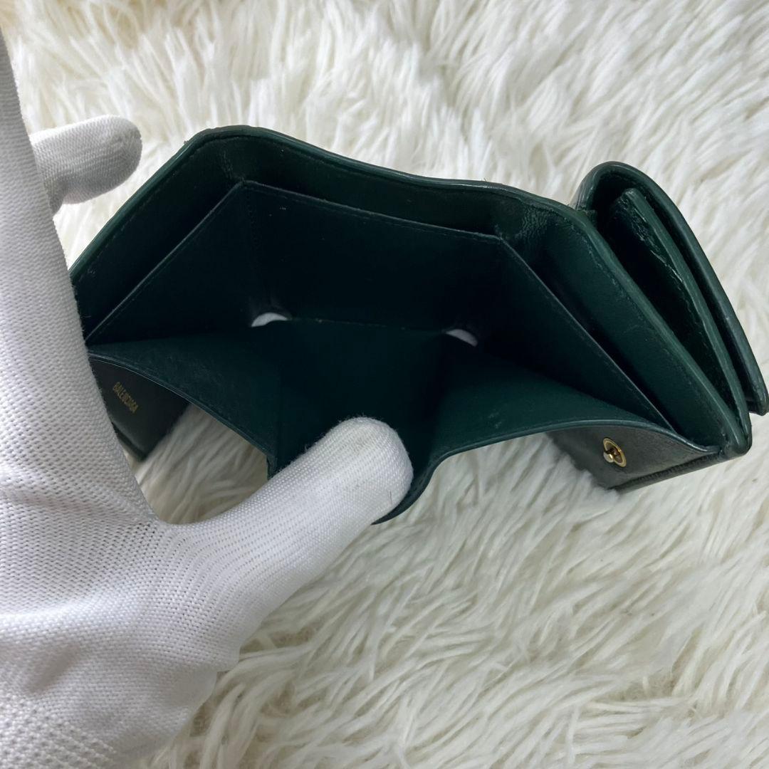 バレンシアガ　三つ折財布　アワーグラスミニウォレット　Bロゴ　クロコ型押し