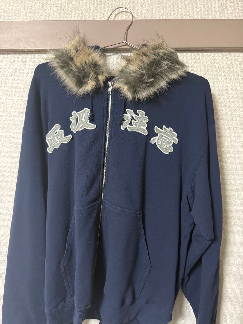 ジャケット・アウター FAUX FUR HOODED HWC ZIP HOODIE NAVY