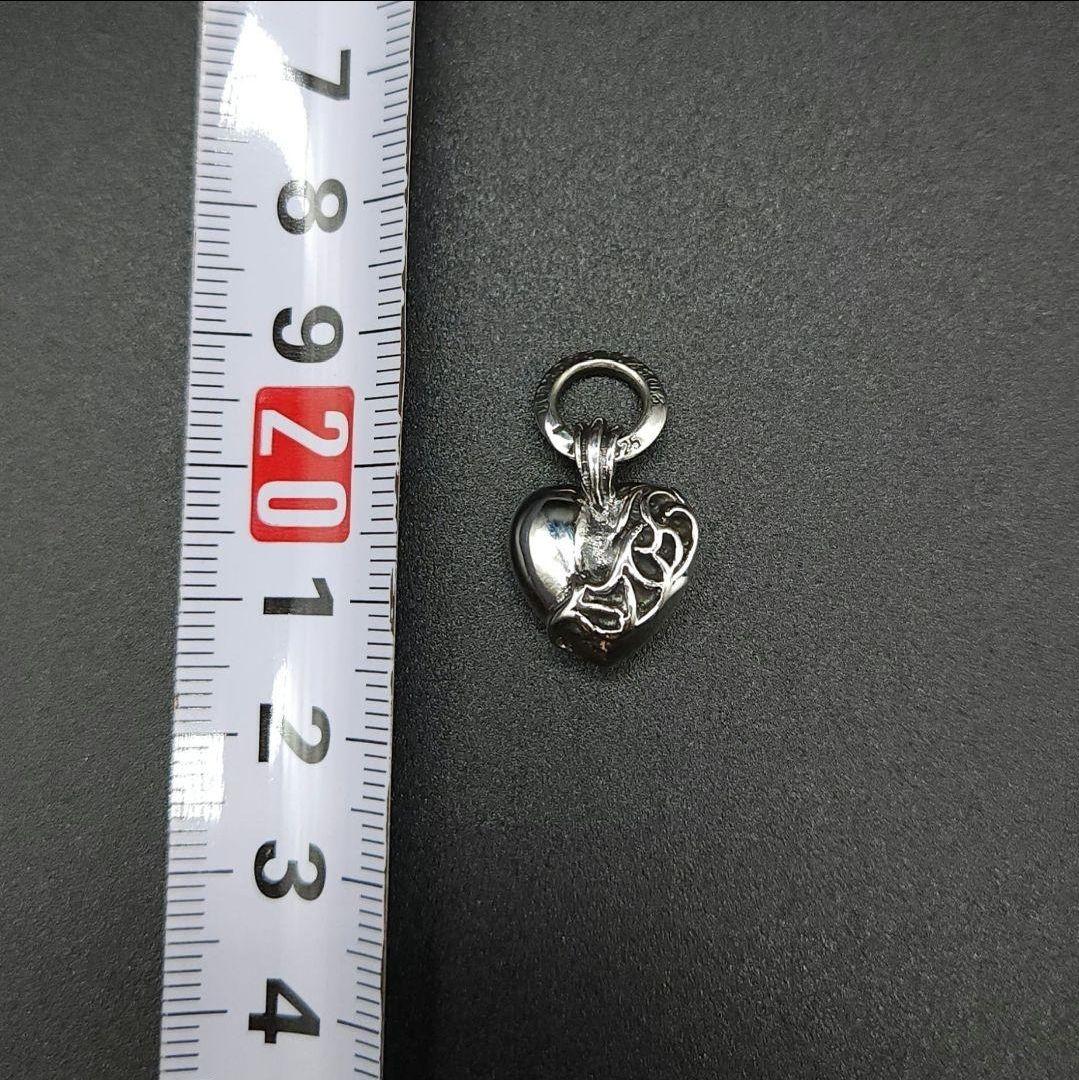 silver925 ペンダント 唐草 ハート トップ 純銀 無垢 大 ネックレス