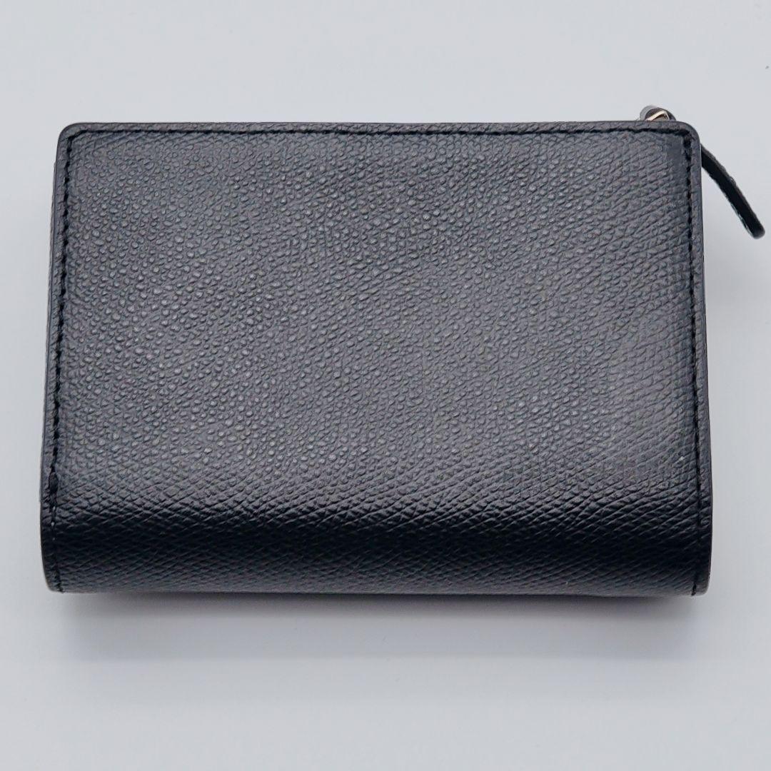 良品　アニエスベー　折り財布　ロゴ金具　TAW05-01 レザー　ブラック