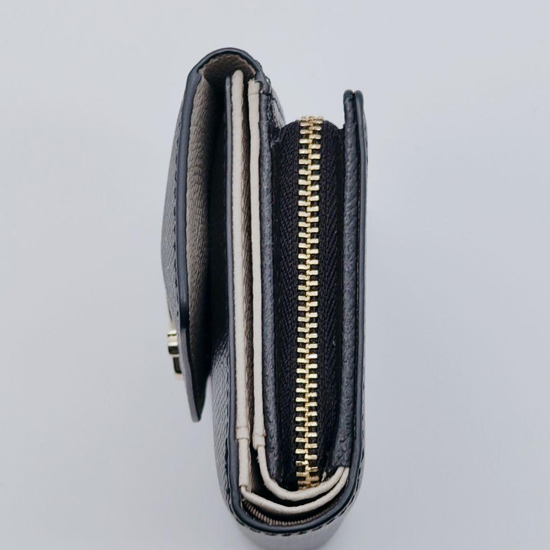 良品　アニエスベー　折り財布　ロゴ金具　TAW05-01 レザー　ブラック