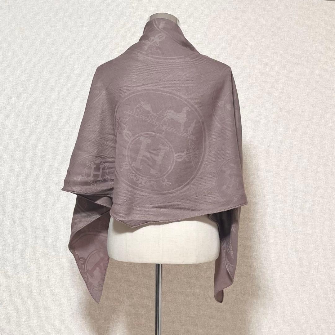 【美品】エルメス　ロザンジュ ニューリブリス　ストール　カシミヤ&シルク　ロゴ