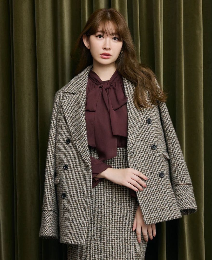 ジャケット・アウター herlipto Hemingway Check Tweed Jacket