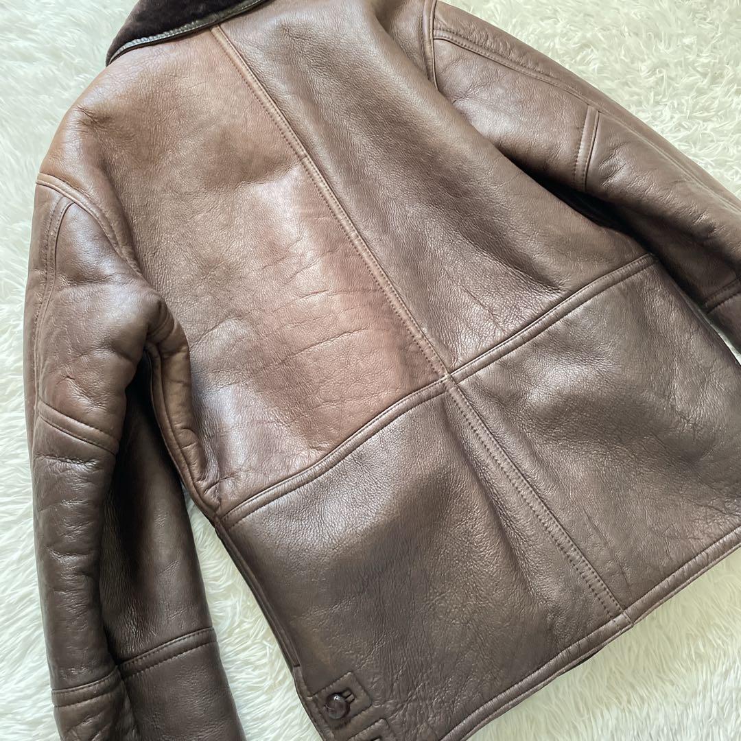 良品✨ムートンコート　裏ボア　くるみボタン　メンズ　M